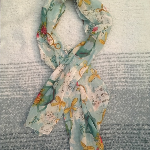 Accessories - Teal Floral Tea Party Pattern scarf 🧣